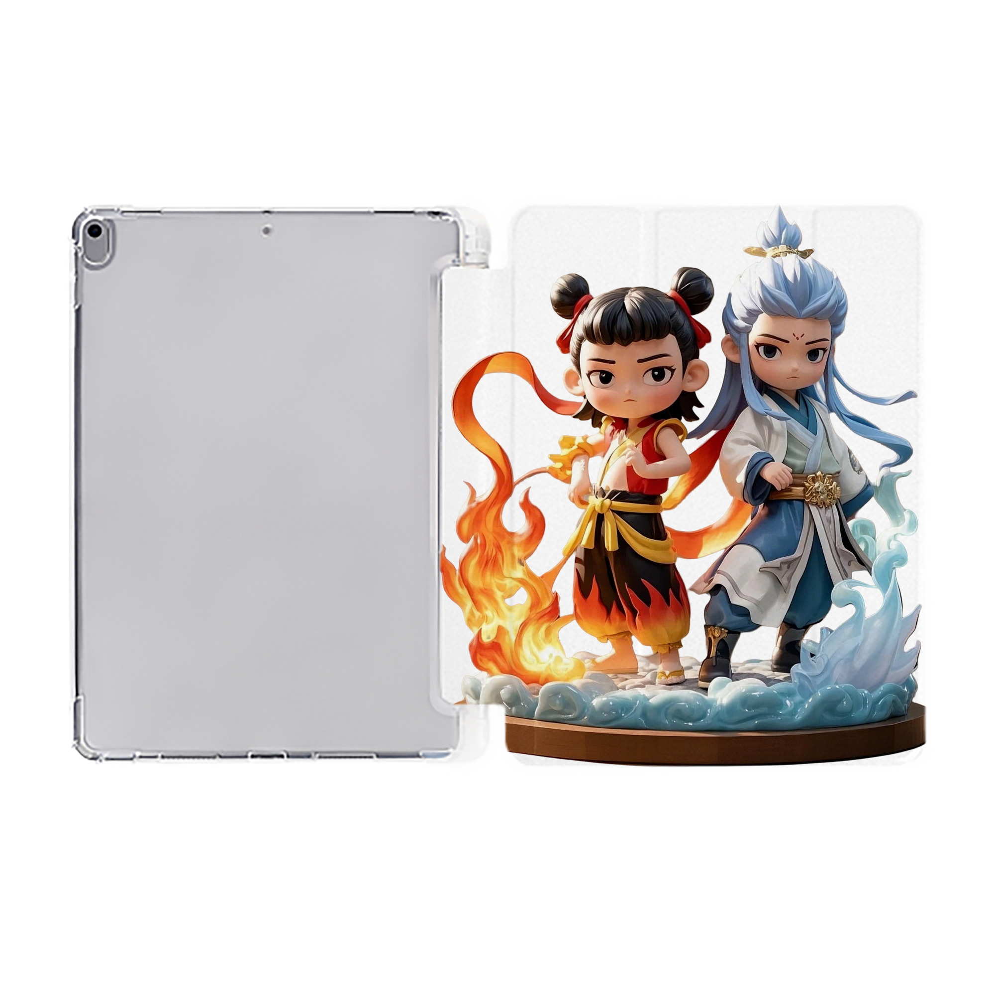 （画像用） Ne Zha 2 ナタ 魔童の大暴れ IPad ケース ペン収納付き 三つ折りスタンド PUレザー×シリコン 対応機種9.5/10.5/10.9インチ